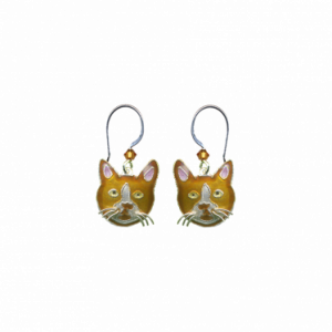 Brown Cat Face Earrings With Wire