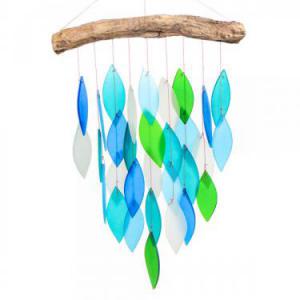 Ocean Waterfall Glass and Driftwood Wind Chime