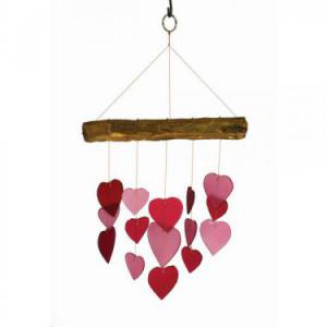 Pink and Red Hearts Glass Chime