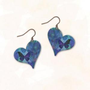 Handcrafted Heart Earrings with Butterfly