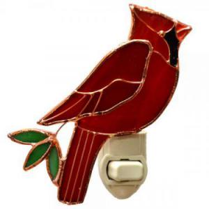 Stained Glass Red Cardinal Bird Nightlight