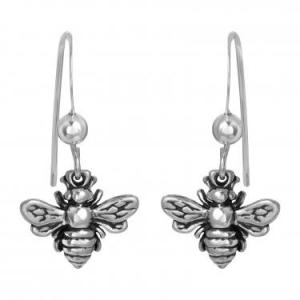 Sterling Silver Oxidized Bumble Bee Earrings 