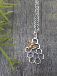 Honey Bee With Honeycomb Necklace