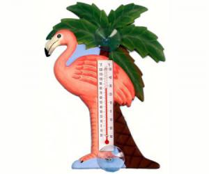Flamingo and Palm Tree Window Thermometer