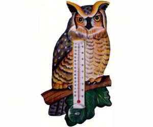 Great Horned Owl Window Thermometer