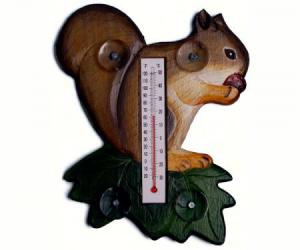 Squirrel on Leaf Small Window Thermometer