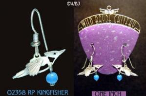 3-D Kingfisher with Turquoise Earrings