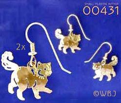 Small Playing Kitten Earrings