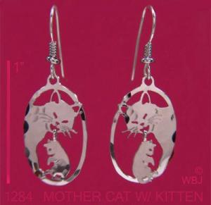 Wild Bryde Mother Cat with Kitty Earrings