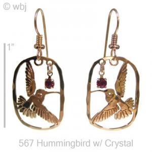 Hummingbird with Crystal Earrings