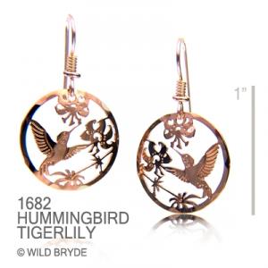 Wild Bryde Hummingbird and Tiger Lilies Earrings