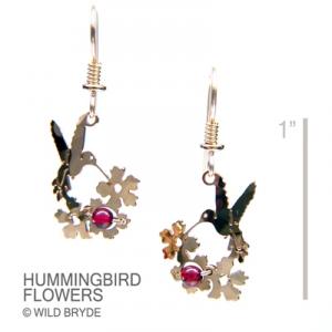 Wild Bryde Hummingbird with Garnet Earrings