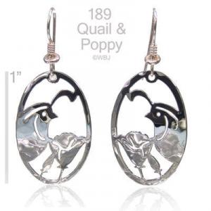 Quail and Poppy Large Earrings