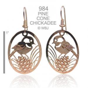 Pine Cone Chickadee Earrings