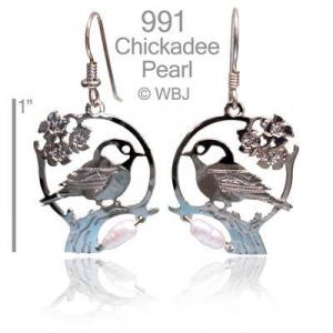 Chickadee with Pearl Earrings