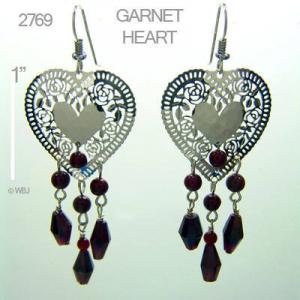 Wild Bryde Fancy Heart and Garnets Earrings