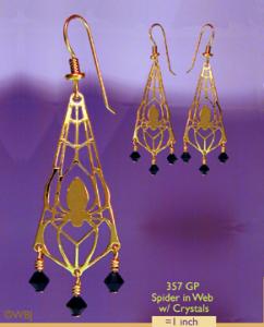 Spider in Web with Crystal Earrings