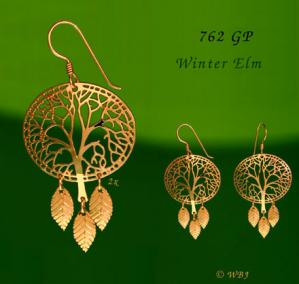 Elm Tree 3 Dangle Leaves Earrings