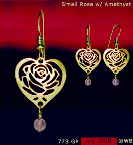 Small Rose with Pink Pearl Earrings