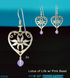 Lotus of Life with Pink Bead Earrings