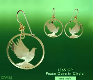 Peace Dove in Circle Earrings