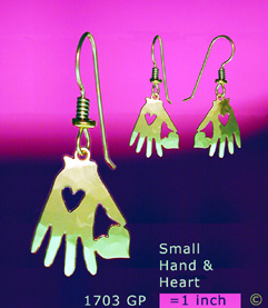 Small Hand Heart Earrings