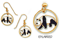 Wild Bryde Round Panda with Black Enamel Earrings