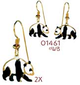 Wild Bryde Small  Walking Panda with Black Enamel Earrings