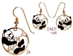 Wild Bryde Panda Yin Yang with Black Enamel Earrings