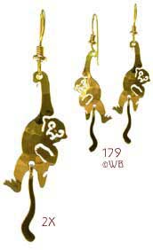 Monkey with Dangling Tail Earrings