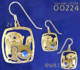 Square Otter with Lapis Bead Earrings