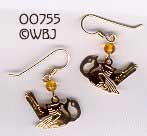 Chickadee with Amber Bead Earrings