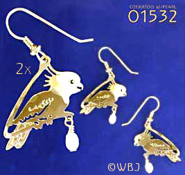 Cockatoo with  Pearl Earrings