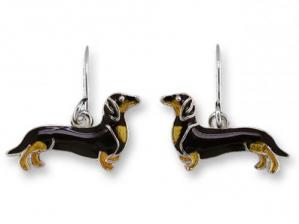 Zarlite Black and Tan Dachshund Earrings