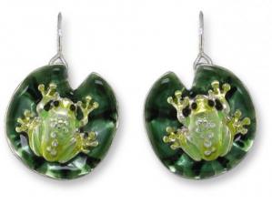 Zarlite Frog on Lily Pad Earrings