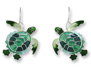 Zarlite Green Turtle Earrings
