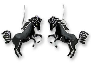 Zarlite Black Horse Earrings