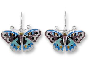 Zarlite Blue Pansy Butterfly Earrings