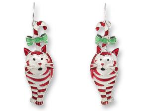 Candy Cane Cat Earrings